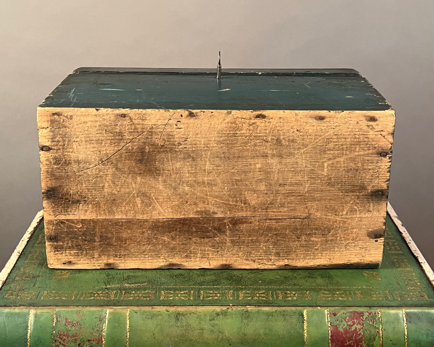 Antique Original Green Painted Wooden Toolbox 19th Century