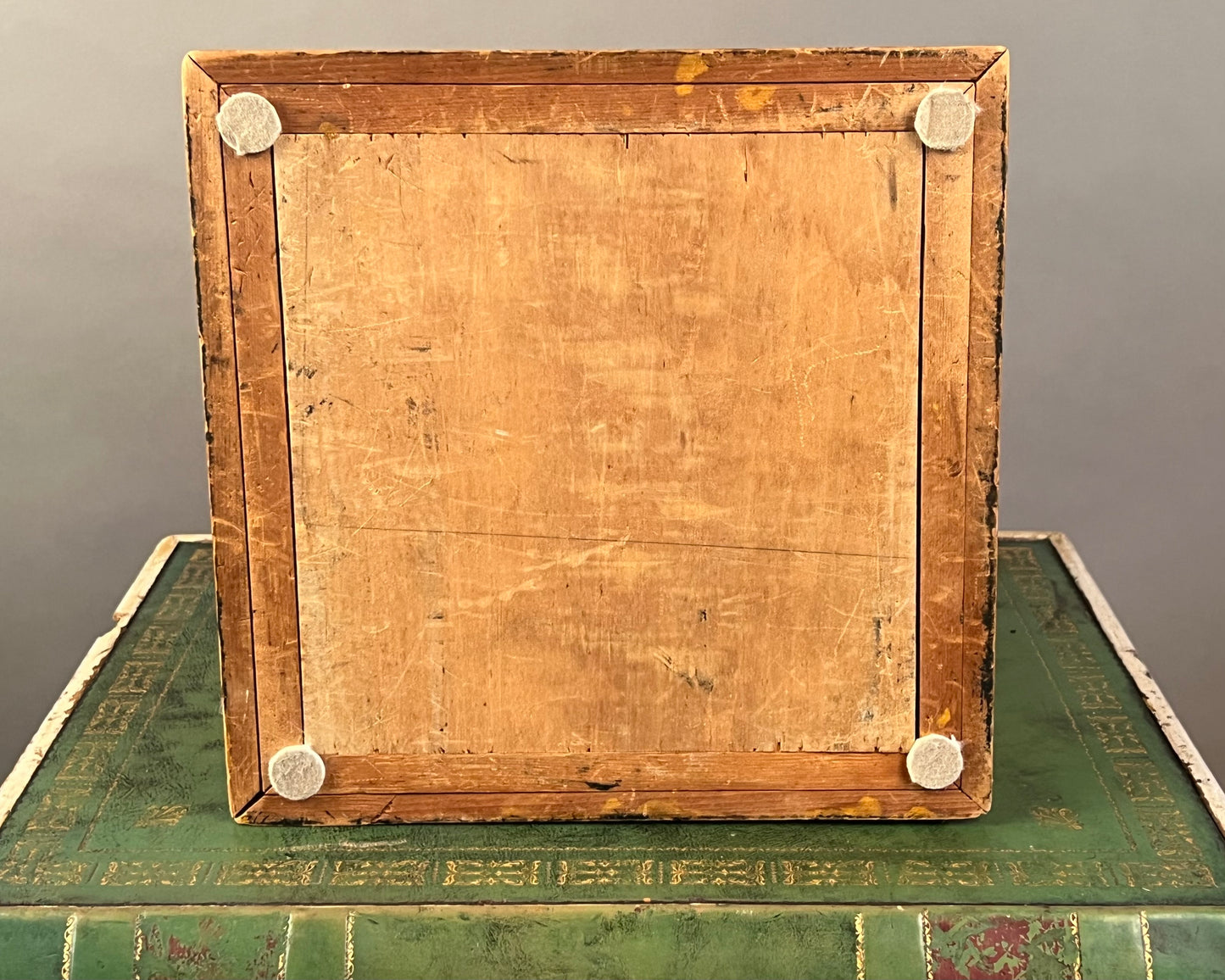 Antique Yellow Paint Decorated Wooden Box f