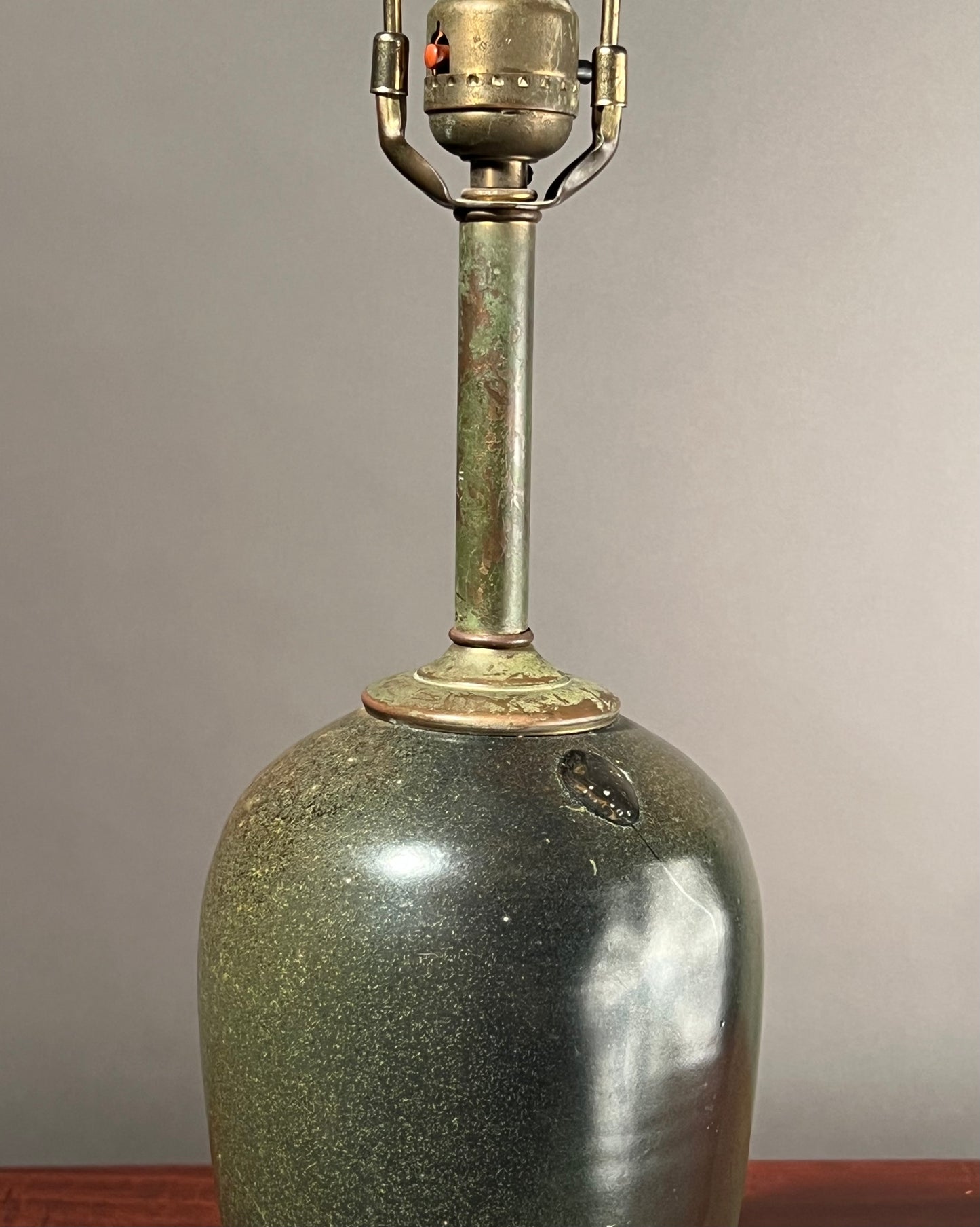 Frog Skin Green Pottery Lamp Jugtown Pottery