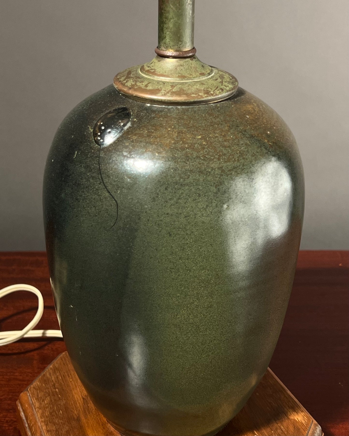 Frog Skin Green Pottery Lamp Jugtown Pottery