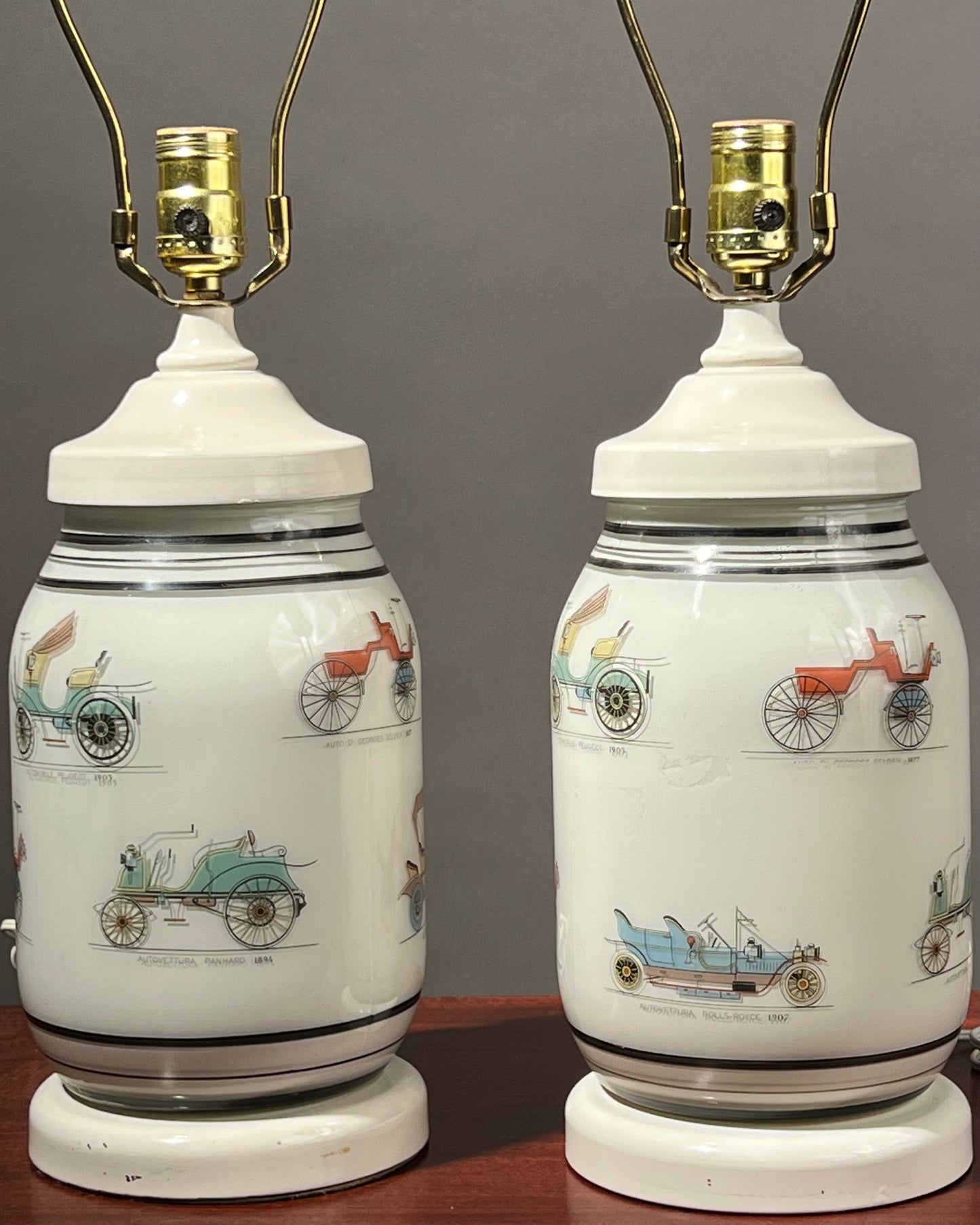 Pair of Glass Classic Car Lamps