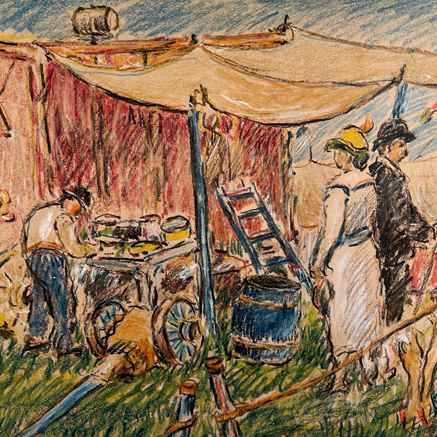 REYNOLDS BEAL, Sells Floto circus, crayon on paper