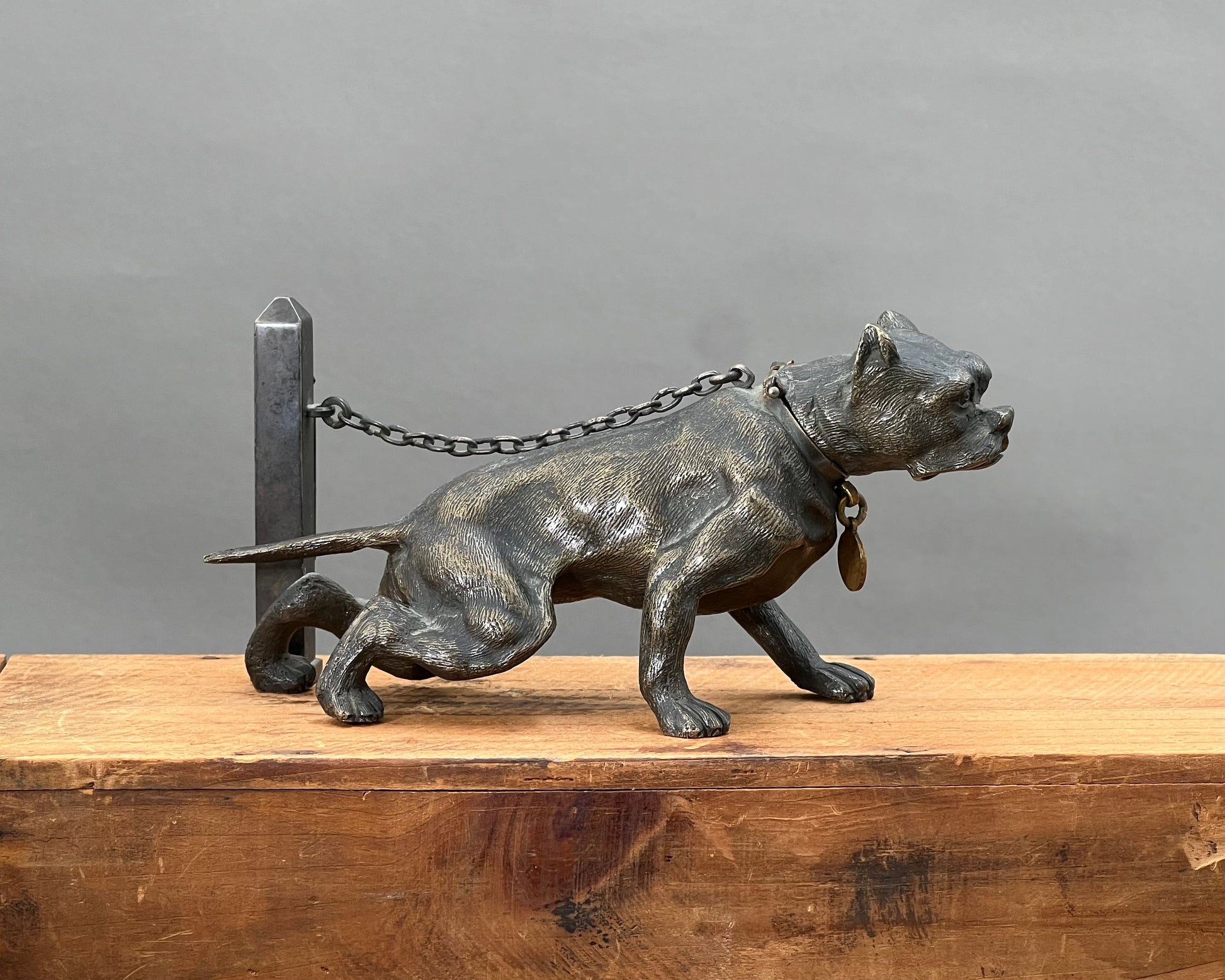 19th Century French Bronze Vesta Case Match Strike Mastiff Dog