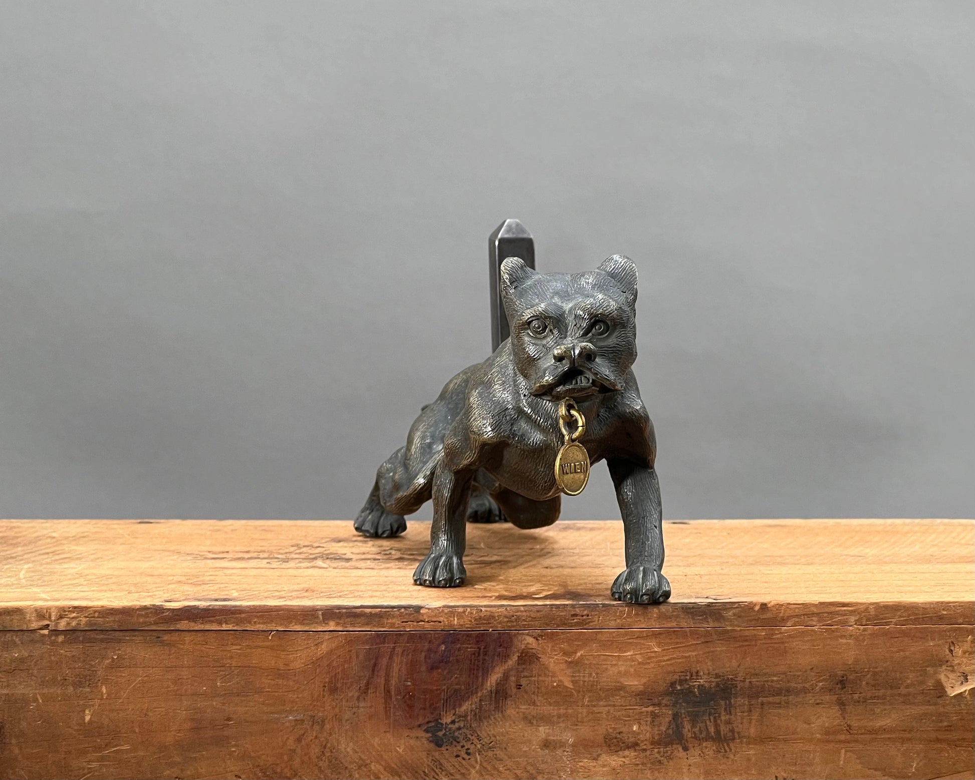 19th Century French Bronze Vesta Case Match Strike Mastiff Dog