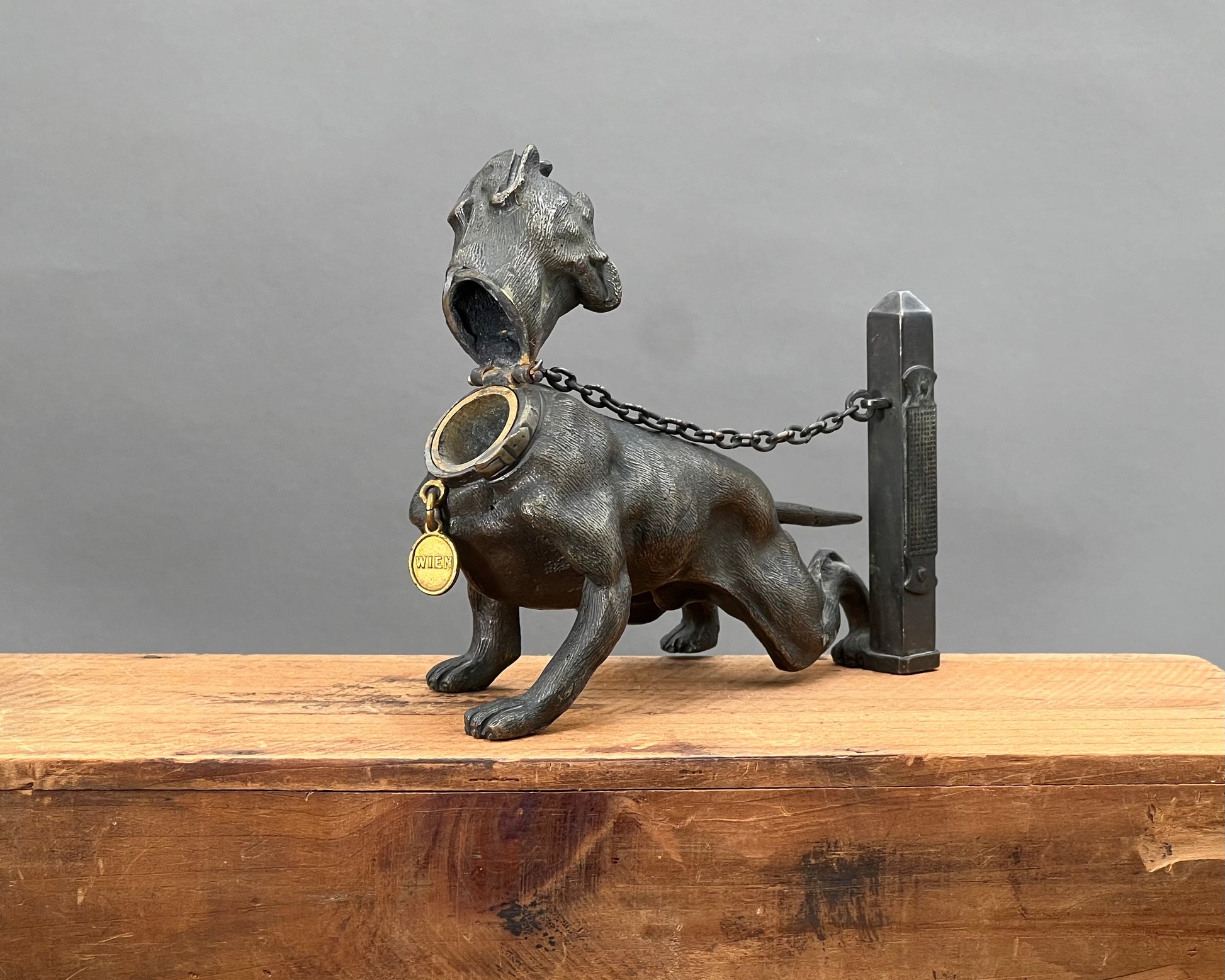 19th Century French Bronze Vesta Case Match Strike Mastiff Dog