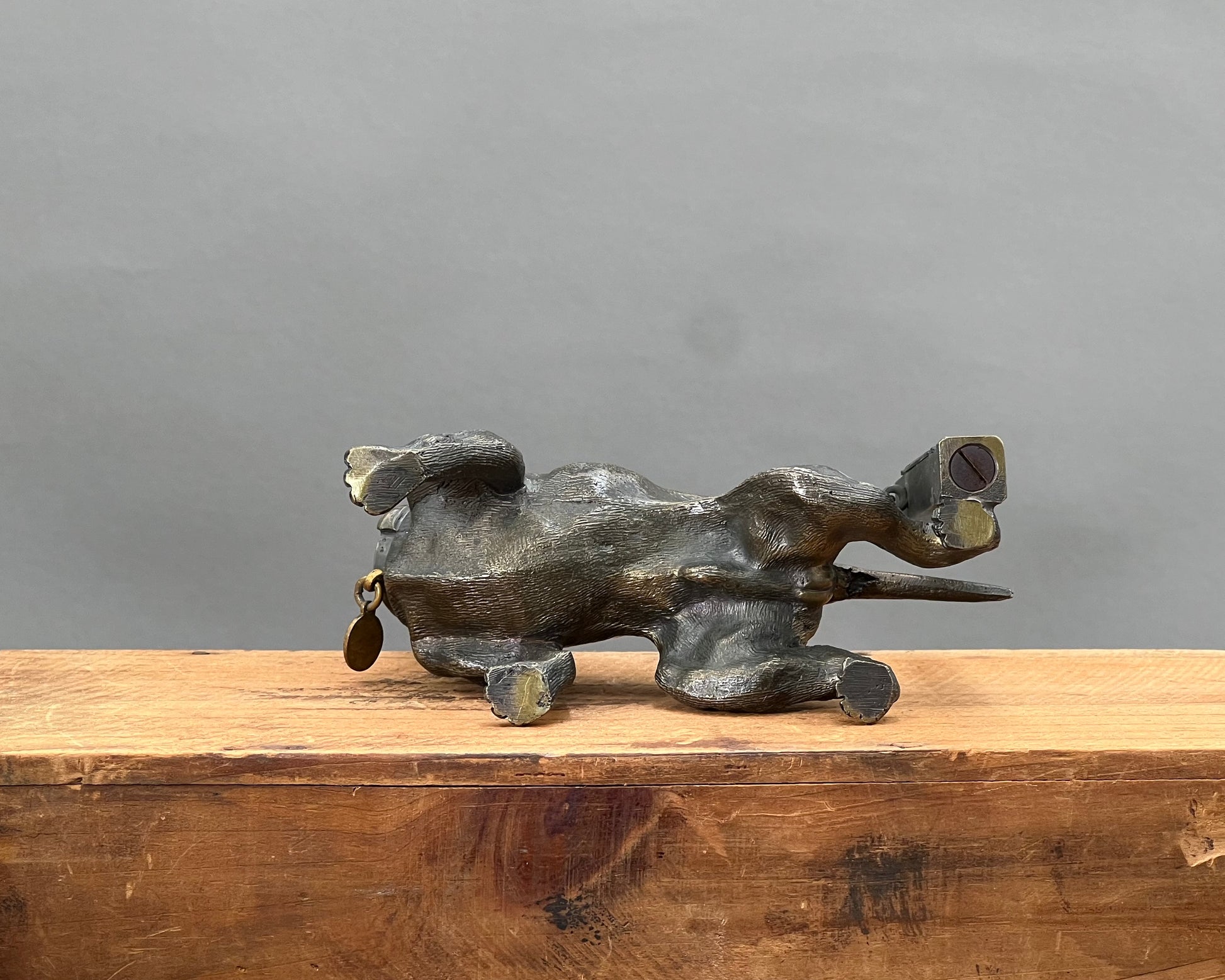 19th Century French Bronze Vesta Case Match Strike Mastiff Dog