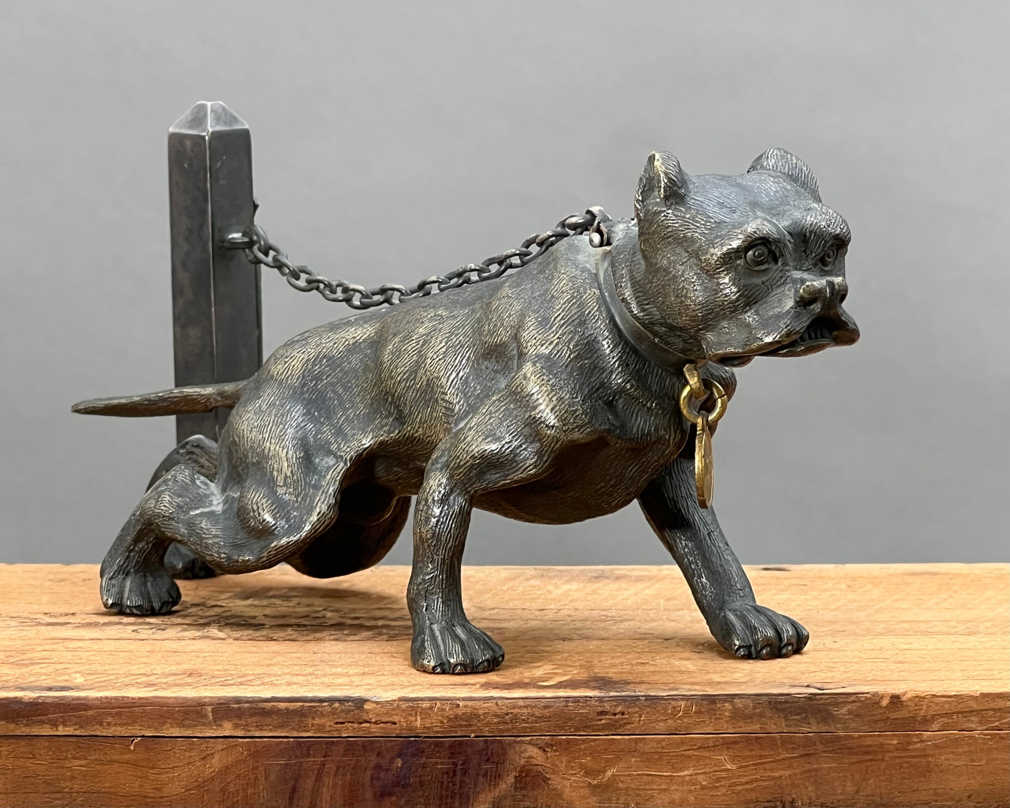 19th Century French Bronze Vesta Case Match Strike Mastiff Dog