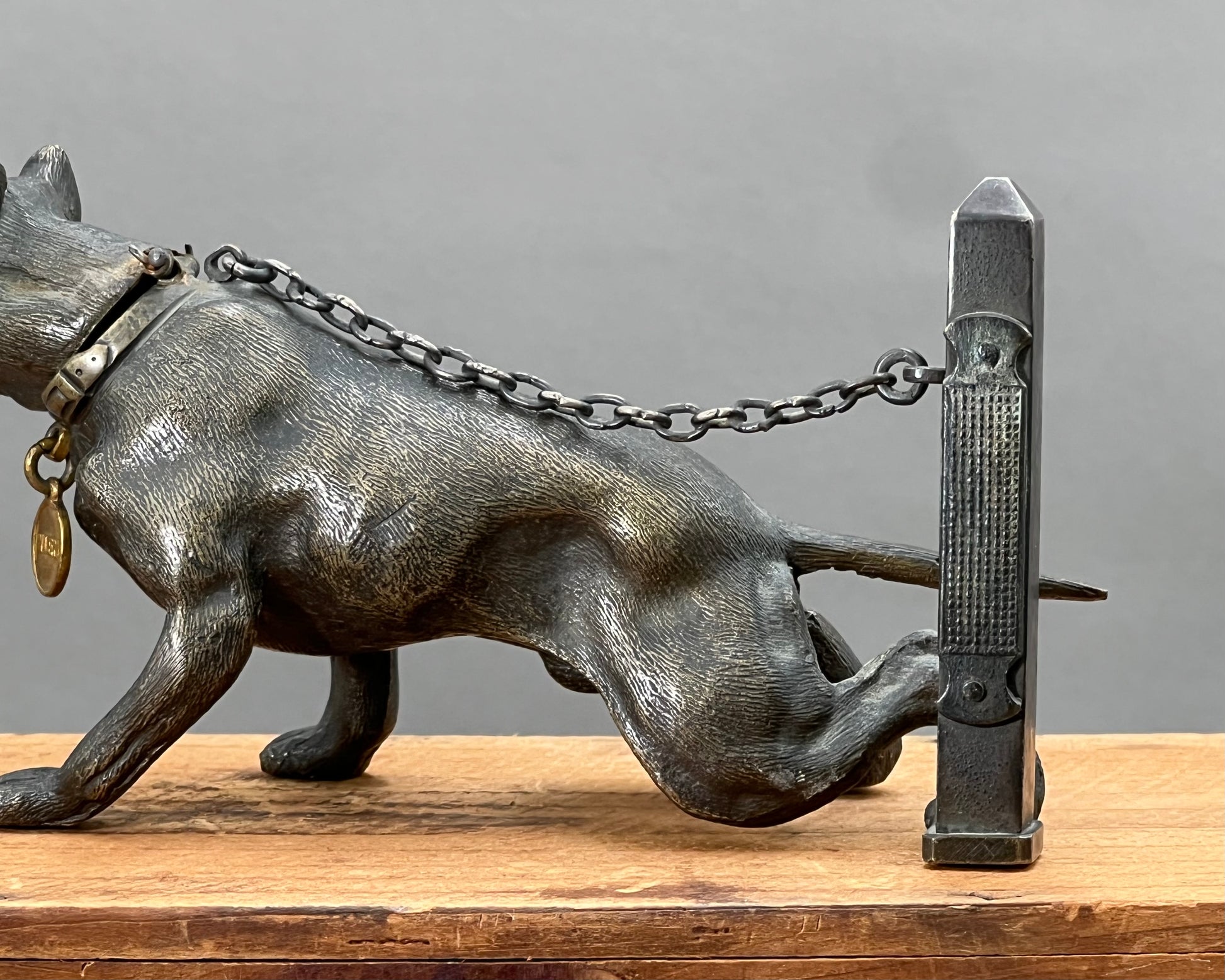 19th Century French Bronze Vesta Case Match Strike Mastiff Dog