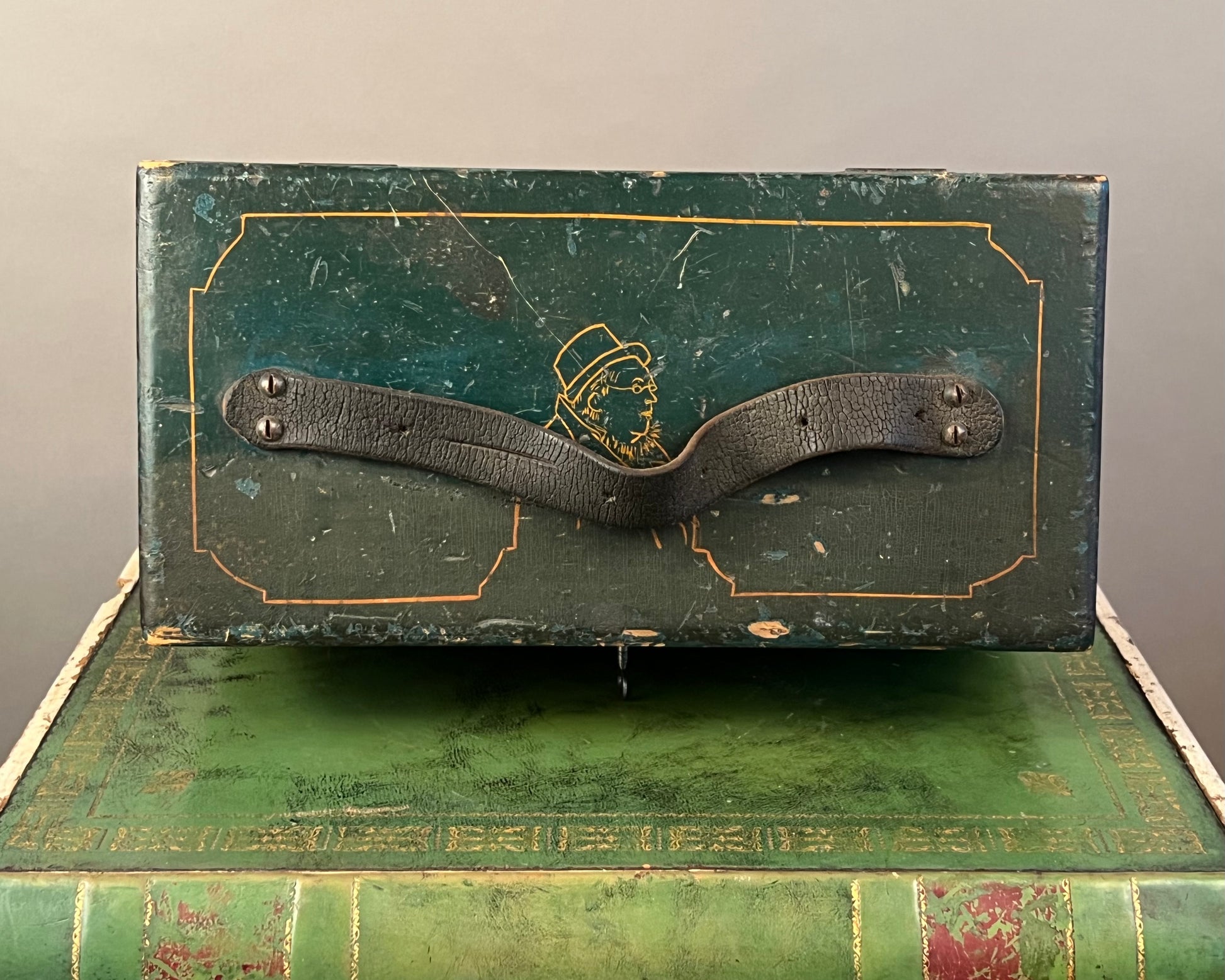 Antique Original Green Painted Wooden Toolbox 19th Century