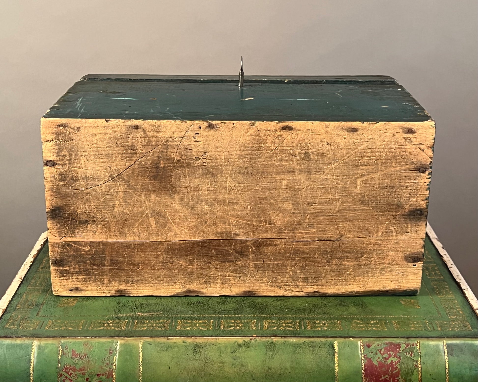 Antique Original Green Painted Wooden Toolbox 19th Century