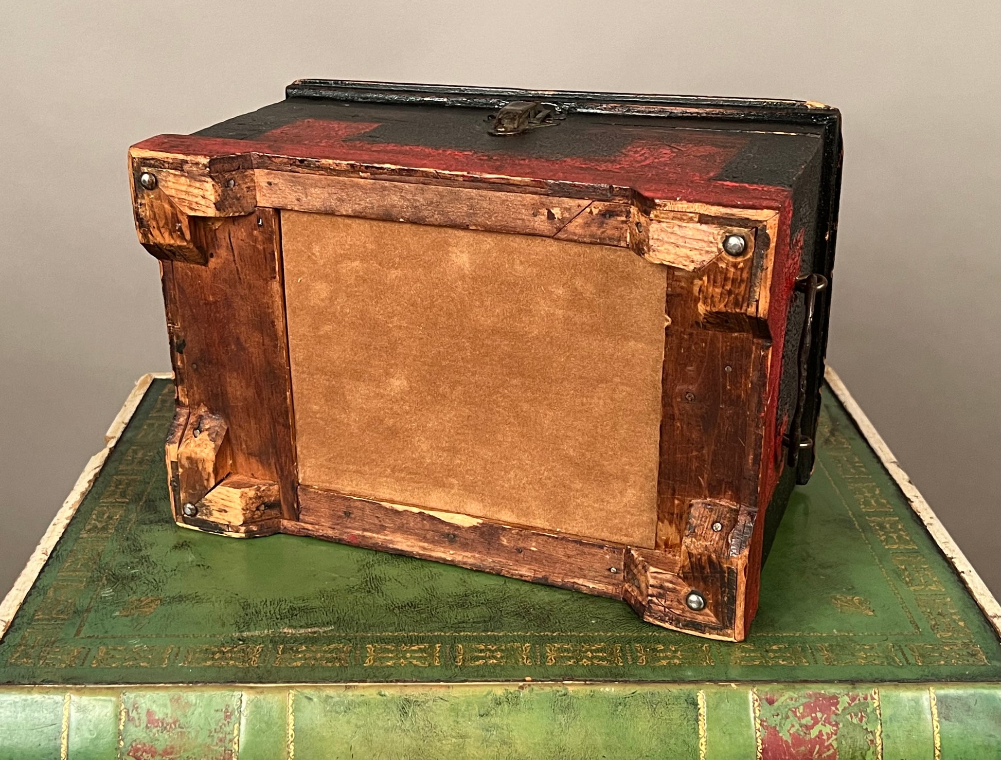 Antique Paint Decorated Wooden Box 19th Century