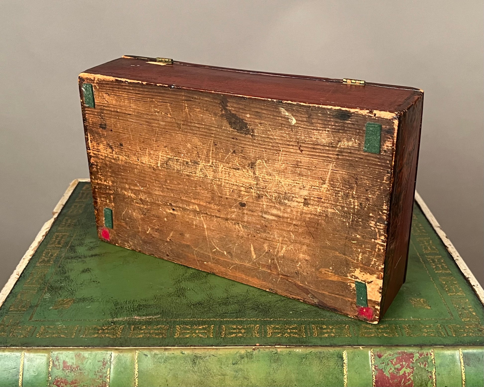 Antique Paint Decorated Wooden Box 1g