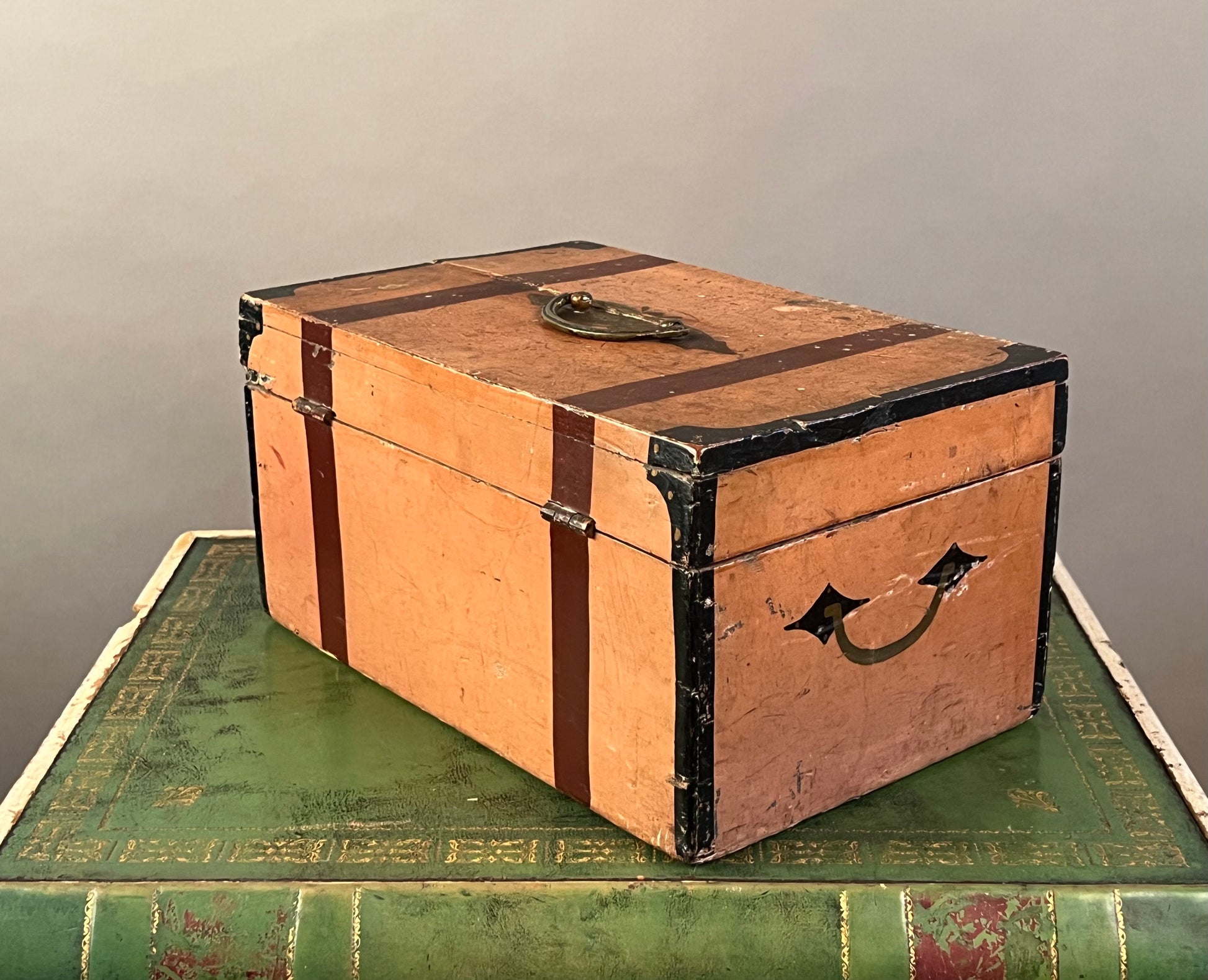 Antique Paint Decorated Wooden Box b