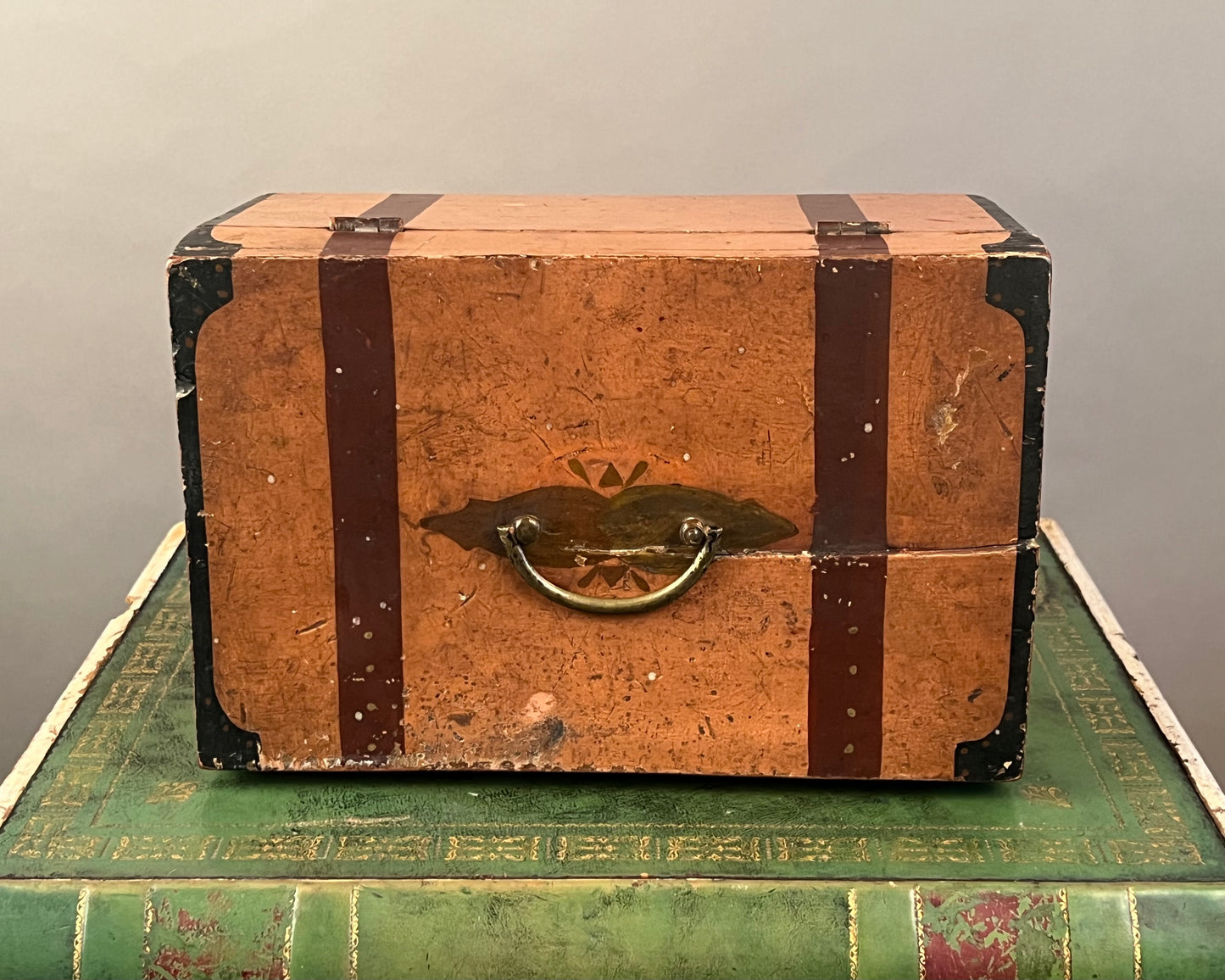 Antique Paint Decorated Wooden Box c