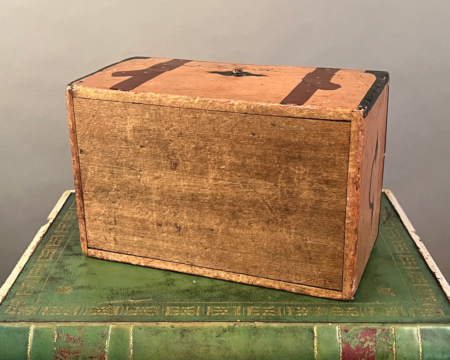 Antique Paint Decorated Wooden Box e