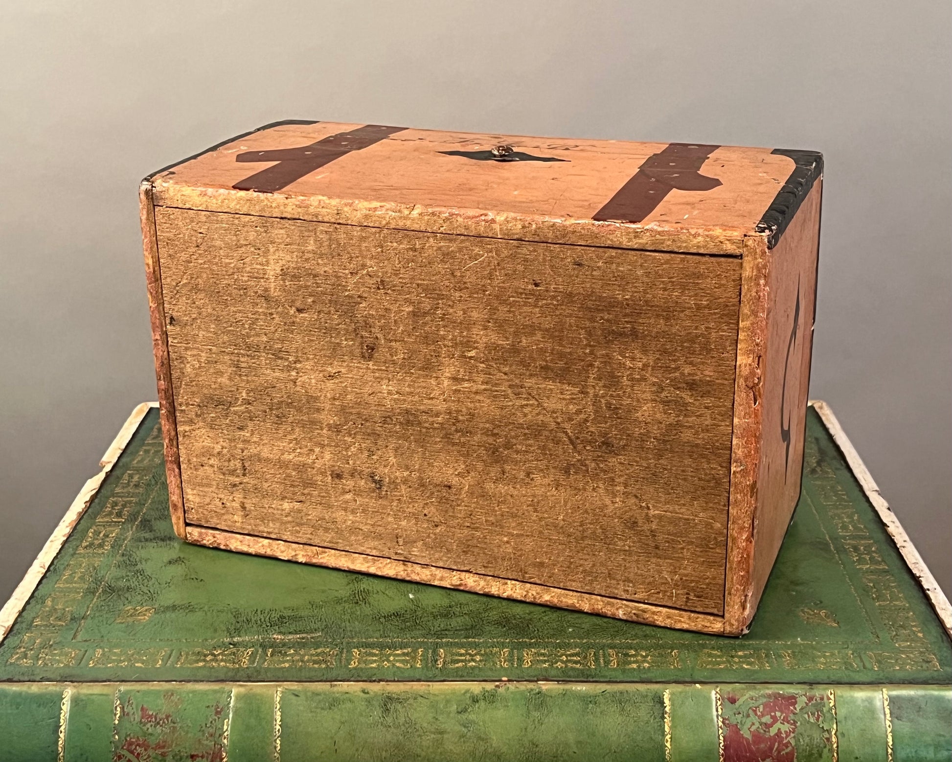Antique Paint Decorated Wooden Box e