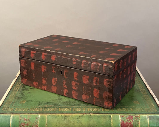 Antique Thumbprint Paint Decorated Wooden Box