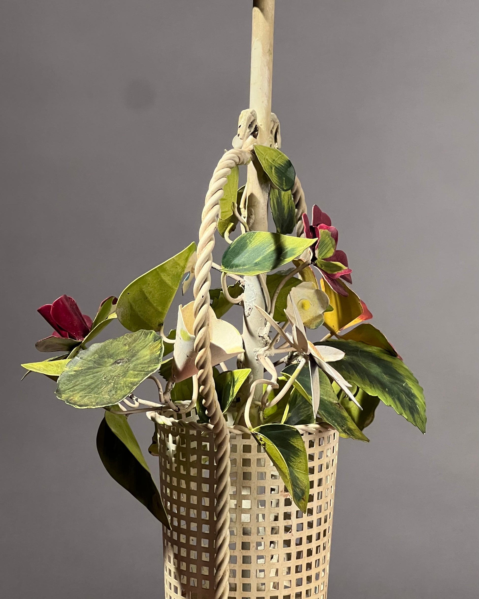 Basket and flowers tole lamp