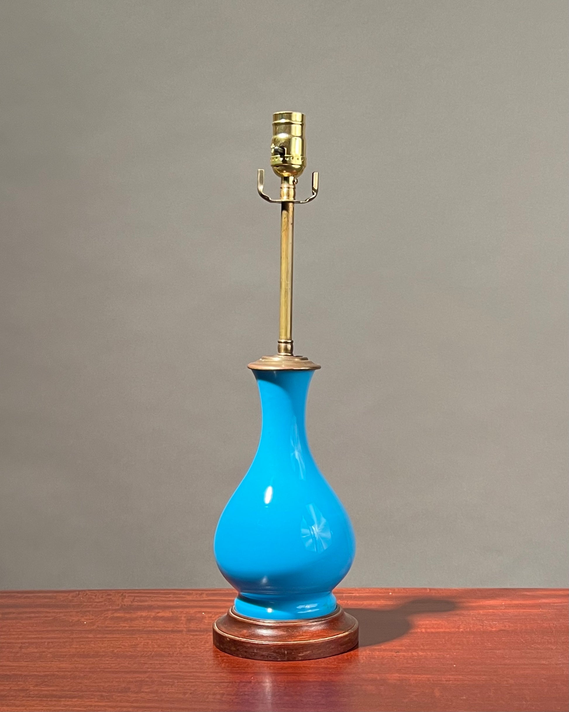 French Blue Glass Lamp