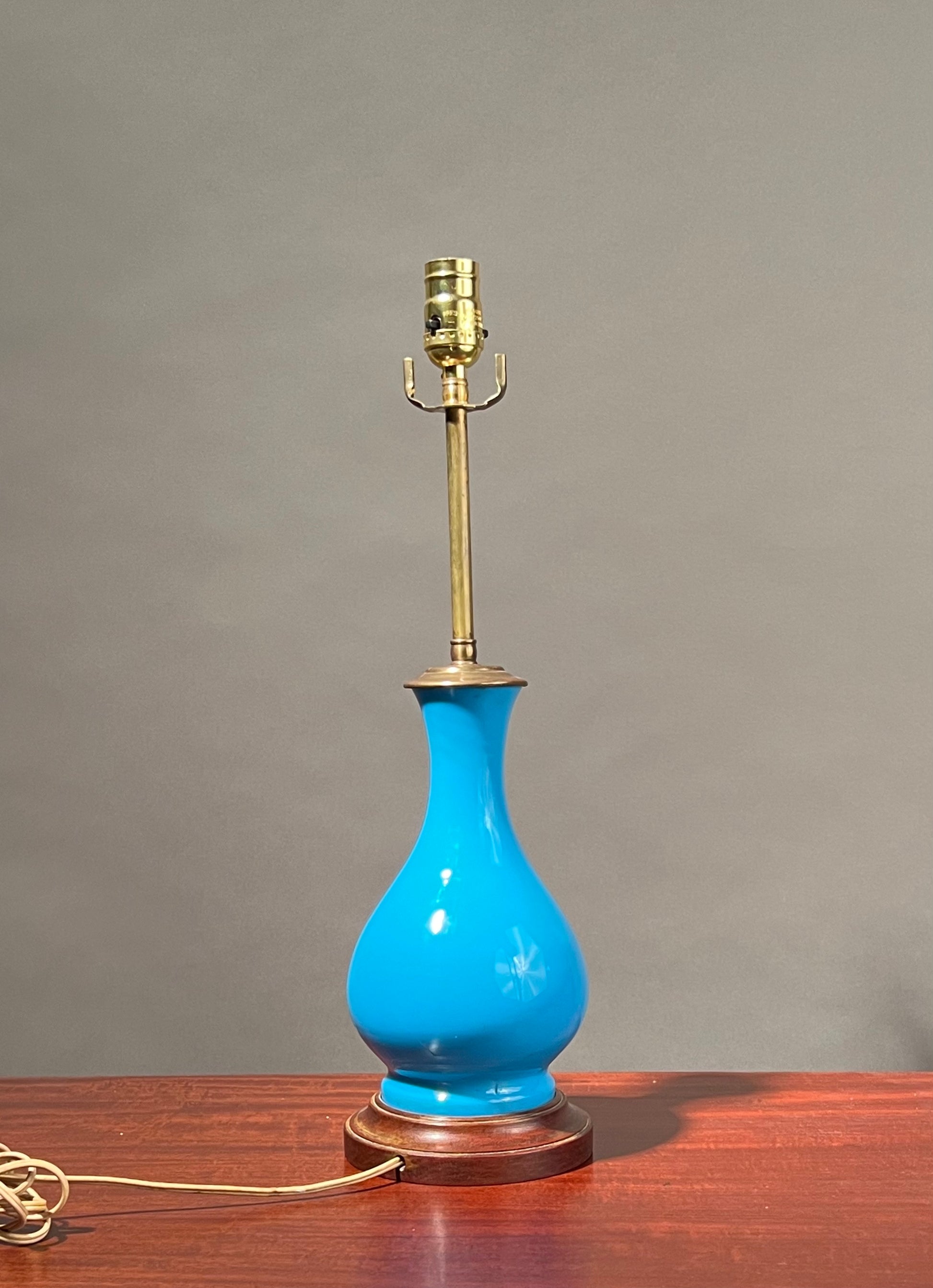 French Blue Glass Lamp