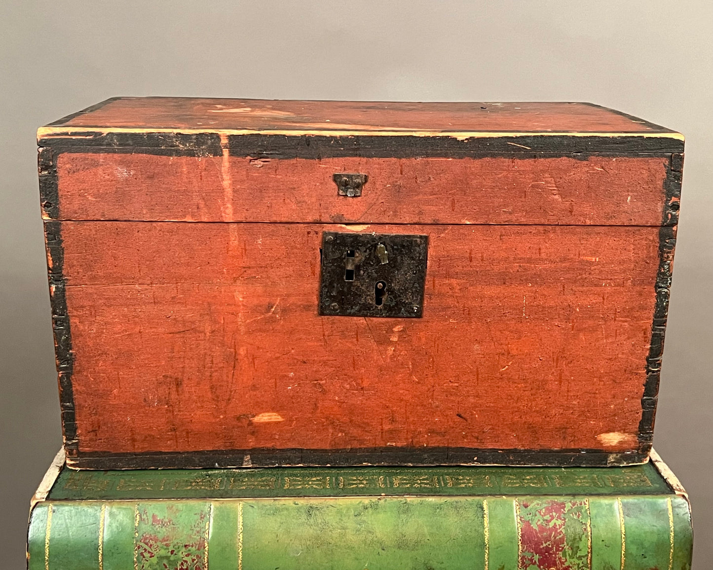 Paint Decorated Wooden Document Box