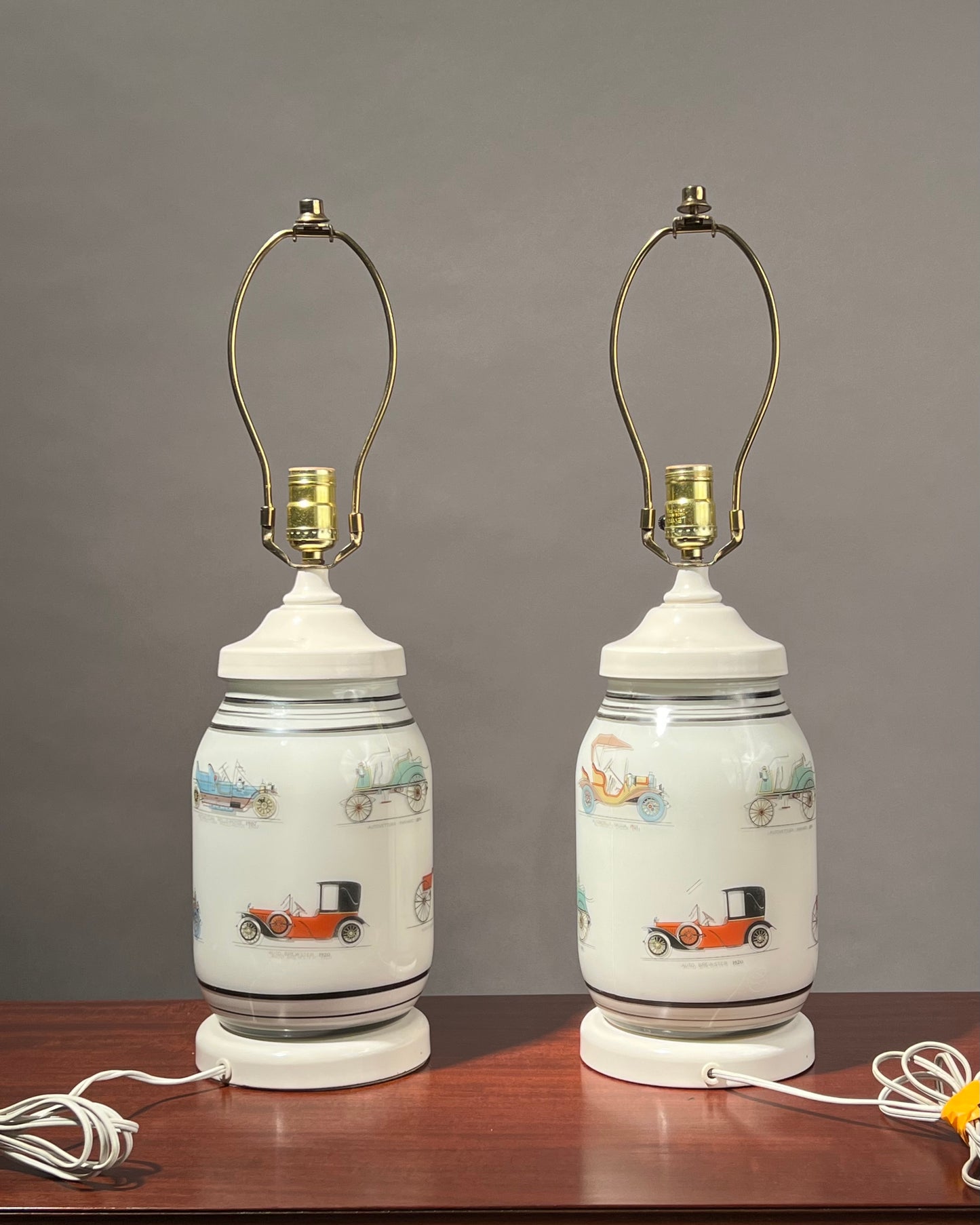 Pair of Glass Classic Car Lamps