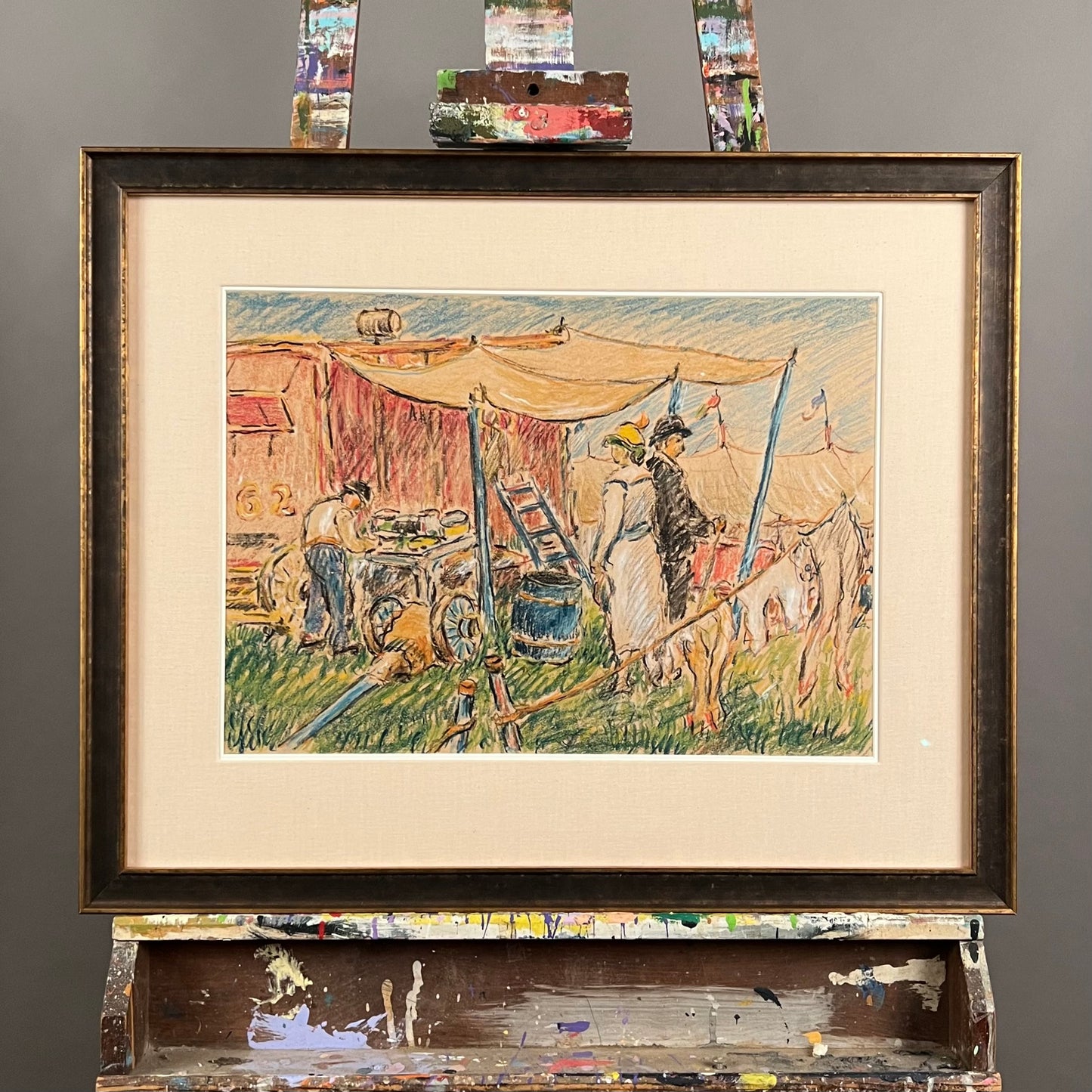 REYNOLDS BEAL, Sells Floto circus, crayon on paper