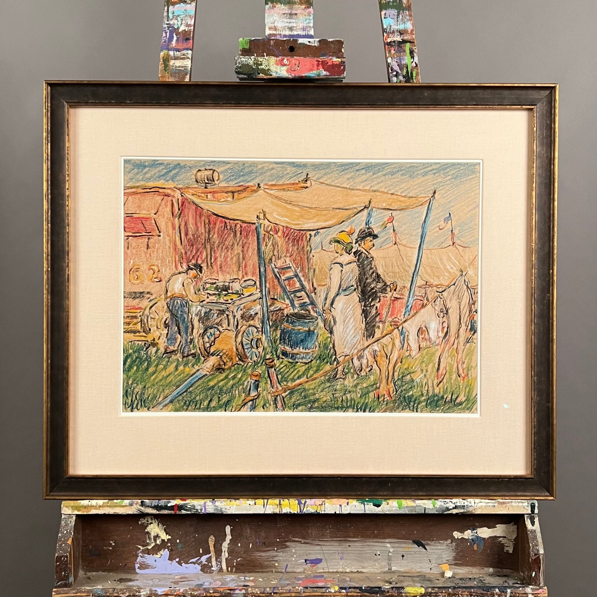 REYNOLDS BEAL, Sells Floto circus, crayon on paper