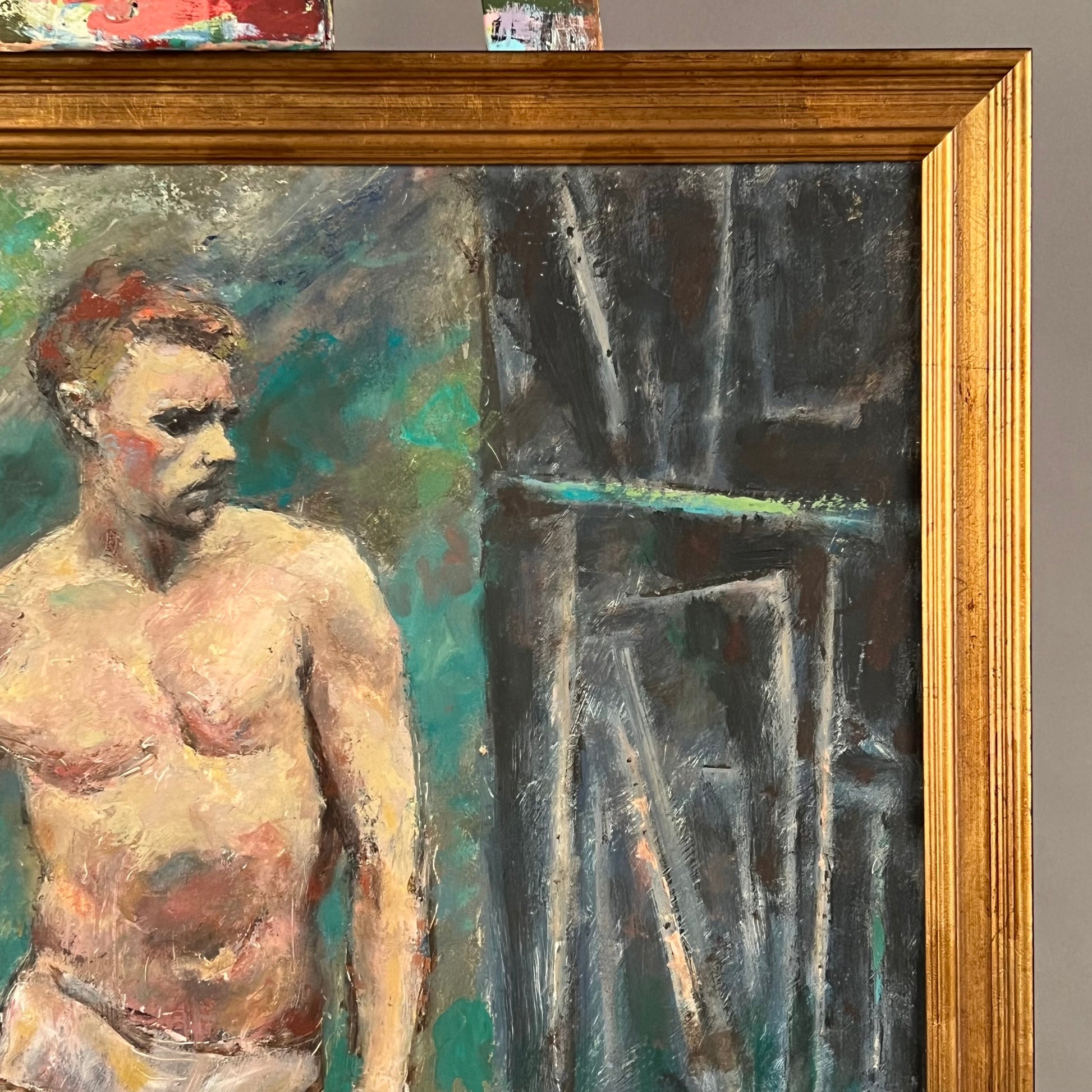 Study of a man with cane, Oil on Masonite